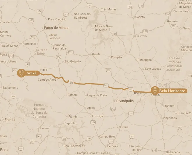 mapa como chegar Belo Horizonte